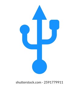 Isolated blue USB symbol on a clean white background representing technology and connectivity solutions Great for presentations and digital graphics