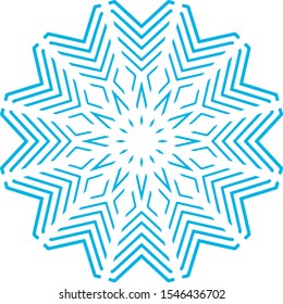Isolated blue vector snowflake crystal