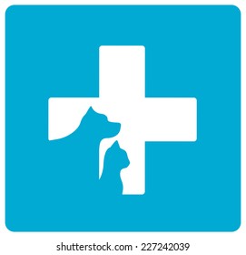 isolated blue veterinarian symbol with pet silhouette