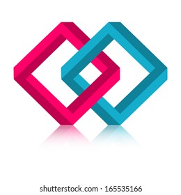 The isolated blue and violet infinity graphic element / The link symbol / The square