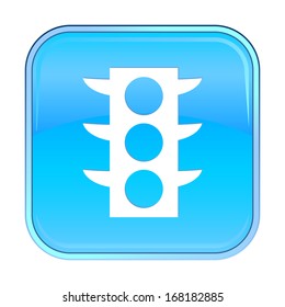Isolated blue web icon on white background.