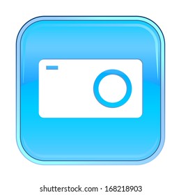 Isolated blue web icon on white background.