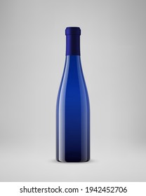 Botella de vino azul aislada. Ilustración 3D. Ilustración del vector