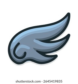 Isolated blue wing soars aloft cartoon white background detail