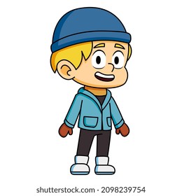 Isolated blue winter clothes kid illustration vector