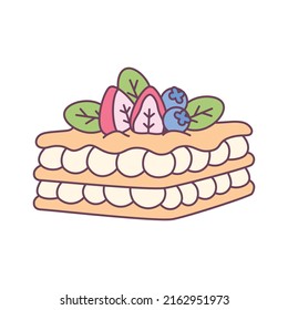 Isolated blueberries tiered cake Dessert Vector illustration
