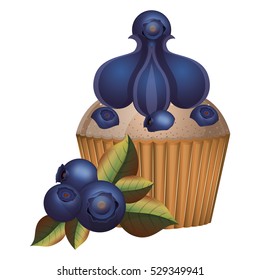 Isolated blueberry cupcake design