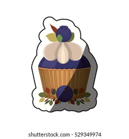 Isolated blueberry cupcake design