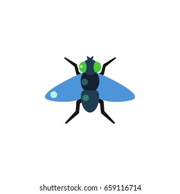 Isolated Bluebottle Flat Icon. Dung Vector Element Can Be Used For Dung, Fly, Bluebottle Design Concept.