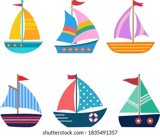 Isolated boats on a white background. vector image