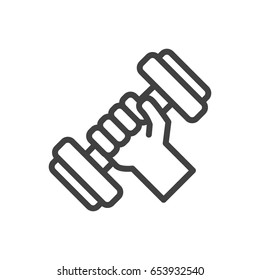 Isolated Bodybuilding Outline Symbol On Clean Background. Vector Workout Element In Trendy Style.