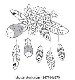 Isolated boho feathers design vector illustration
