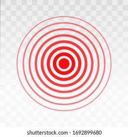 Isolated bold vector red ring. Pain circle. Symbol of pain. For your medical design. Transparent background. Vector illusration EPS 10