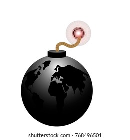 Isolated bomb icon with a globe on a white background, vector illustration