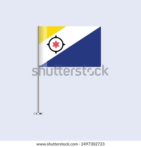 Isolated Bonaire Table Flag on Pole, Bonaire Flag Vector Design for Print and Web