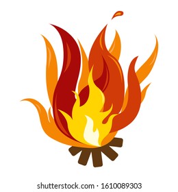 Isolated Bonfire ,  Bushfires , Fire Flames Icon Vector Design On White Background