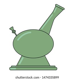 Isolated bongs set on white background. Bongs and waterpipes. Colorful smoking equipment made of glass.