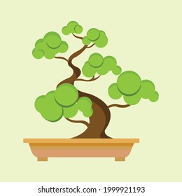 An isolated bonsai tree on a clean background. Vector illustration.