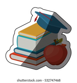 Isolated book and apple design