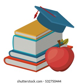 Isolated book and apple design