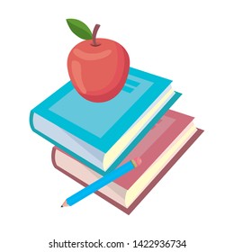 Isolated book and apple of school design vector illustration