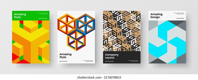 Isolated book cover vector design concept collection. Amazing mosaic tiles company identity illustration bundle.