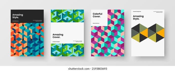 Composición de diseño vectorial de portada de libro aislada. Colección de conceptos de folletos corporativos de hexágonos geométricos modernos.