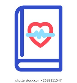 Isolated book with a heart illustration and heartbeat waveform signifies medical knowledge and healthcare concepts Perfect for health and educational content