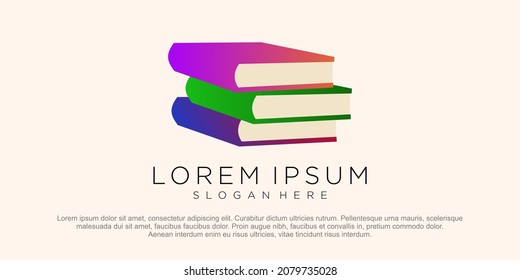 Isolated book logo. Lineart colorful abstract vector illustration. Modern stylized library icon. Learning symbol. Learn business. School teaching sign. Page of notebook.