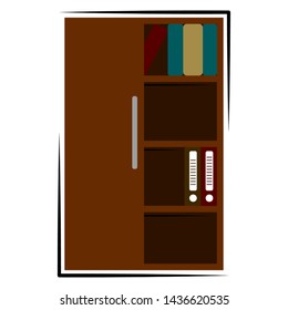 Isolated bookcase for office decoration. Wokplace concept - Vector