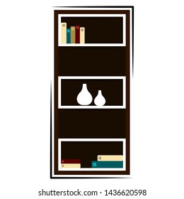 Isolated bookcase for office decoration. Wokplace concept - Vector