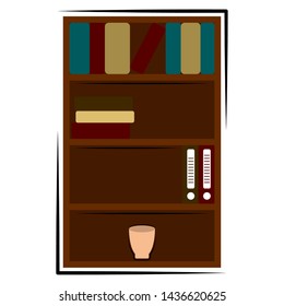 Isolated bookcase for office decoration. Wokplace concept - Vector