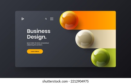 Isolated booklet design vector template. Unique 3D spheres handbill concept.