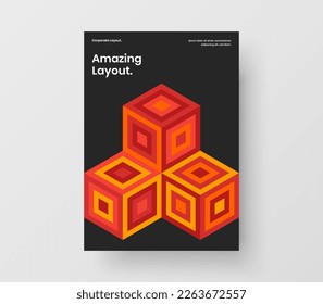 Isolated booklet vector design illustration. Abstract geometric tiles magazine cover template.