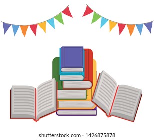Isolated books and hand design