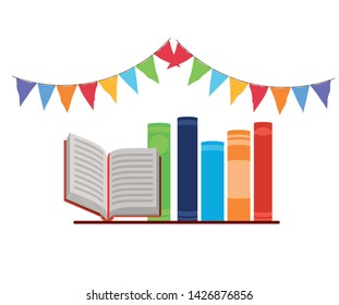 Isolated books and hand design