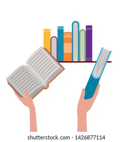 Isolated books and hand design