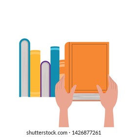 Isolated books and hand design