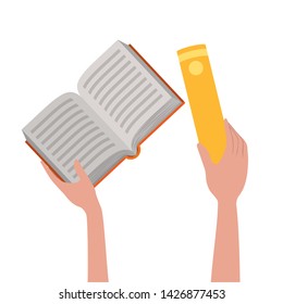 Isolated books and hand design