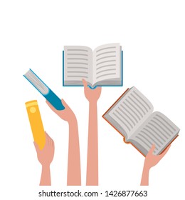 Isolated books and hand design