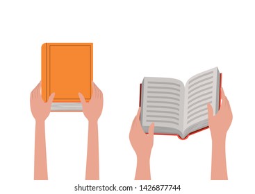 Isolated books and hand design
