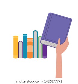 Isolated books and hand design