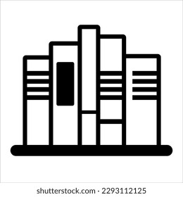 Isolated books lined up in a closet icon. Editable stroke and color. EPS vector file
