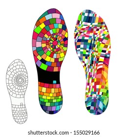 Isolated BootPrint - Highly detailed vector of a boot- colorful elements