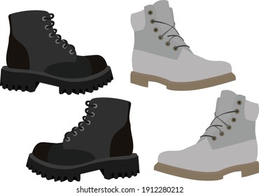  isolated, boots in flat style