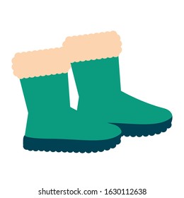 Isolated boots image. Winter clothes icon - Vector