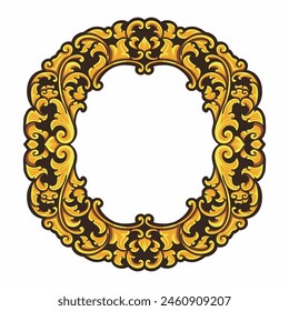 Isolated borders or frames ornament. Ornamental elements for your designs. Black and gold colors. Floral carving decoration for postcards or invitations for social media.