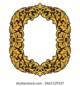 Isolated borders or frames ornament. Ornamental elements for your designs. Black and gold colors. Floral carving decoration for postcards or invitations for social media.