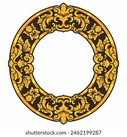 Isolated borders or frames ornament. Ornamental elements for your designs. Black and gold colors. Floral carving decoration for postcards or invitations for social media.