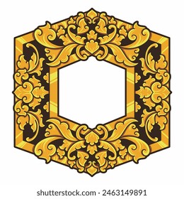 Isolated borders or frames ornament. Ornamental elements for your designs. Black and gold colors. Floral carving decoration for postcards or invitations for social media.